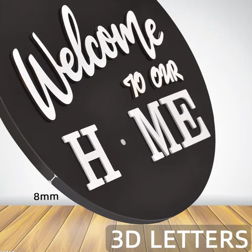 Vista 4 de Señal intercambiable de bienvenida a casa, decoración de puerta delantera con 4 coronas de temporada y 21 iconos intercambiables, colgador de madera
