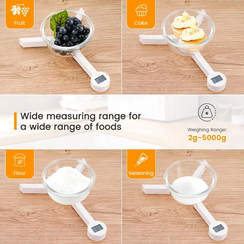 Vista 5 de Báscula de alimentos plegable, báscula digital de cocina, báscula compacta pequeña de alta precisión con pantalla LCD, báscula de alimentos portátil