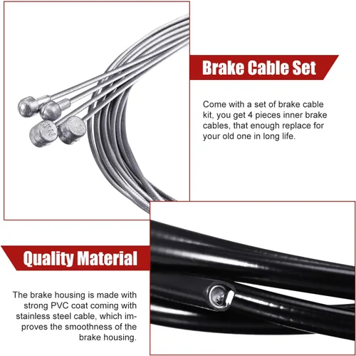 Vista 2 de 4 piezas de cable de freno universal para bicicleta interior kit de carcasa de cable de freno de bicicleta de repuesto para bicicleta de montaña