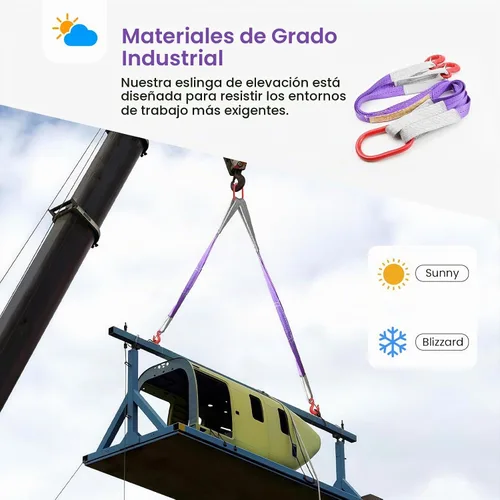 Vista 4 de 2 correas de elevación con ganchos, 3.3 pies, capacidad de 4409 libras, eslinga de brida de poliéster, correa resistente de dos patas para motores