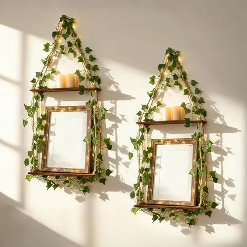 Vista 13 de Artilady Paquete de 2 estantes de madera para colgar en la pared, estantes flotantes bohemios, estante de plantas de macramé blanco, estante