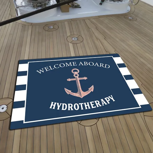 Vista 28 de Tapete náutico personalizado con nombre personalizado, alfombra de bienvenida para yate, puerto deportivo, muelle o retiro en el lago, tapete