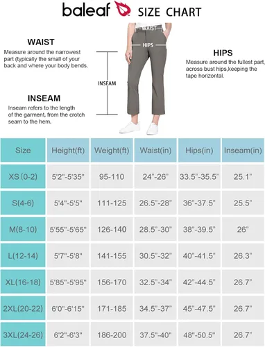 Vista 8 de BALEAF Pantalones de golf para mujer elásticos ligeros de secado rápido resistentes al agua con bolsillo con cremallera