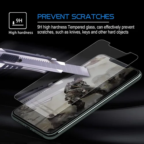 Vista 5 de Arae Protector de pantalla para iPhone Xr/iPhone 11, vidrio templado HD, antiarañazos, funciona con la mayoría de las fundas, 6.1 pulgadas, paquete