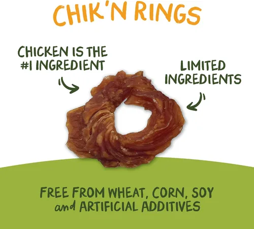 Vista 4 de Pet 'n Shape Chik 'n Rings - Golosinas de carne seca para perros, 8 onzas
