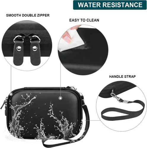Vista 3 de Estuche rígido de viaje para cámara digital Kodak Printomatic a todo color, funda protectora con bolsillo de malla para cable USB, papel Negro