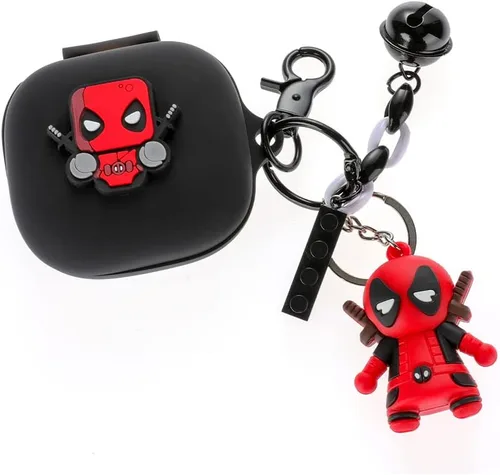 Vista 7 de Funda para auriculares Beats Fit Pro, funda de carga de silicona de dibujos animados con lindo llavero de muñeca con cordón antipérdida