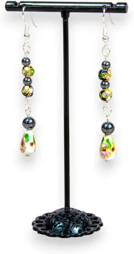 Vista 5 de Expo International Cuentas clásicas de Cloisonne pintadas a mano, suministros versátiles para hacer joyas, cuentas vibrantes, paquete económico