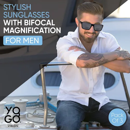 Vista 2 de Yogo Vision Bifocal Reading Sunglasses for Men Women Sports Wrap Around Reader Glasses