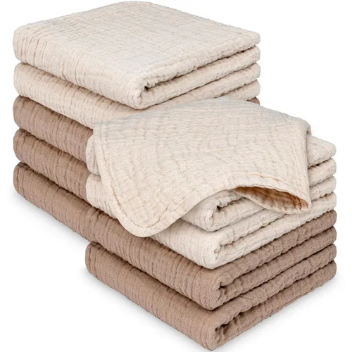 Vista 10 de Paquete de 5 paños de muselina para recién nacidos, 12 x 12 pulgadas, suaves y absorbentes, de muselina de algodón orgánico, para bebés, niñas