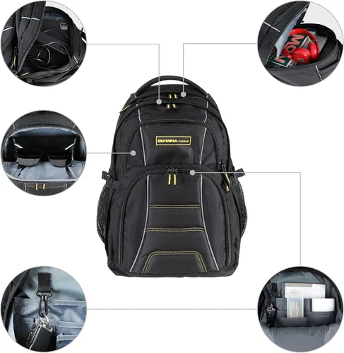 Vista 5 de Olympia Tools Mochilas de viaje, negras, 13.8 7.9 18.5 pulgadas, Negro -, Mochilas de viaje