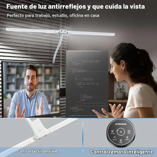 Vista 3 de EYOCEAN Lámpara de escritorio con abrazadera, lámpara de escritorio LED de 31.5 pulgadas para oficina en casa, luz de escritorio de doble cabezal