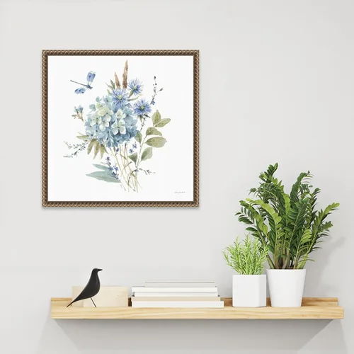 Vista 6 de Amanti Art Lisa Audit - Lienzo enmarcado para pared, 16 x 16 pulgadas, azul bohemio 04A (Ramo de flores) por Lisa Audit, lienzo enmarcado