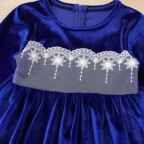 Vista 4 de IBTOM CASTLE Vestido tutú de terciopelo para niñas, vestido de princesa de manga larga para otoño, invierno, boda, concurso, comunión, formal