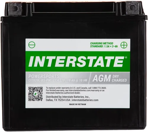 Vista 9 de Interstate Batteries YTX14-BS - Batería de 12 V y 12 Ah para deportes motorizados, 200CCA AGM, repuesto recargable para motocicletas, cuatrimotos