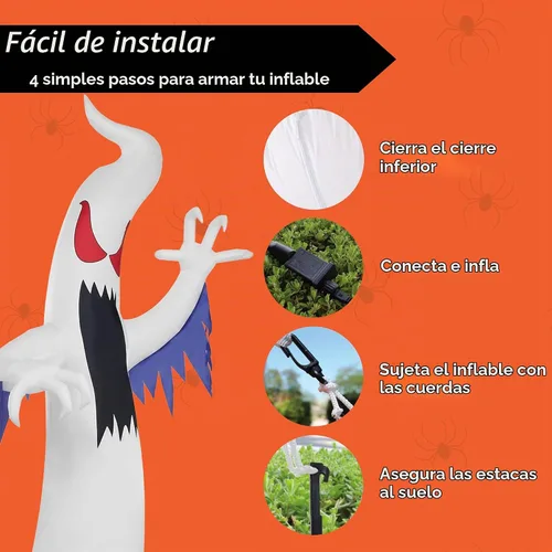 Vista 6 de Joiedomi Inflables de Halloween de 12 pies de alto, decoración de Halloween inflable para exteriores, fantasmas inflables para patio con LED