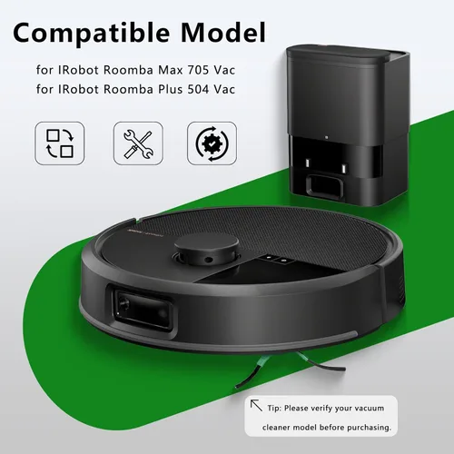Vista 2 de Paquete de 6 cepillos laterales de repuesto compatibles con iRobot Roomba Max 705 Vac/Plus 504 Vac Robot, cepillos de barrido de bordes, accesorios