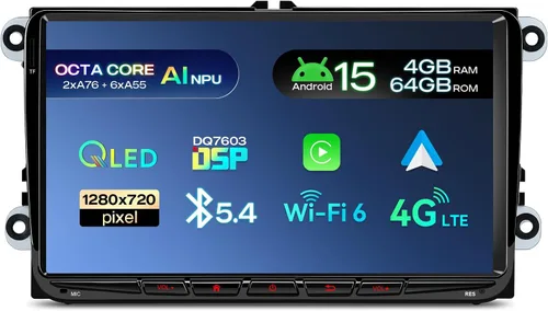 Vista 10 de XTRONS Estéreo de coche Android 14 de 9" para VW Volkswagen EOS Golf