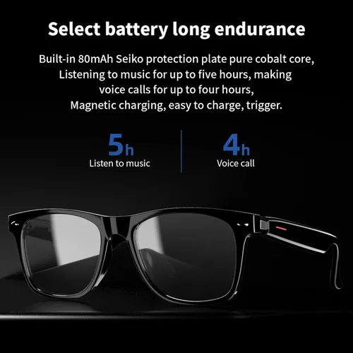 Vista 7 de Xmenha Gafas de sol inteligentes Bluetooth para hombres con altavoces, Bluetooth lentes inteligentes con dientes azules, audio con luz azul, gafas