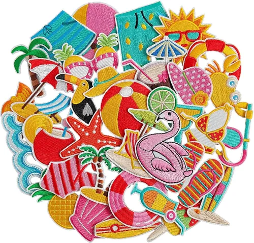 Vista 35 de 60 parches bordados de estilos surtidos al azar, parches para coser o planchar, apliques para ropa, pantalones de vestir, sombreros, jeans, flores