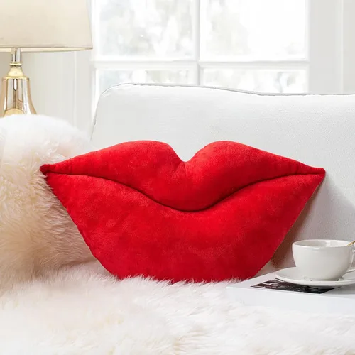Vista 7 de AELS Almohadas de labios 3D, suaves y suaves, decorativas, almohadas de amor, lindas almohadas de 20 x 11 pulgadas para sofá, cama, sala de estar