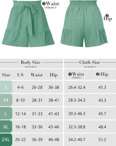 Vista 6 de Heymoments Pantalones cortos de pierna ancha para mujer, ligeros, de cintura alta, ajustables, con lazo, holgados, lindos pantalones de verano