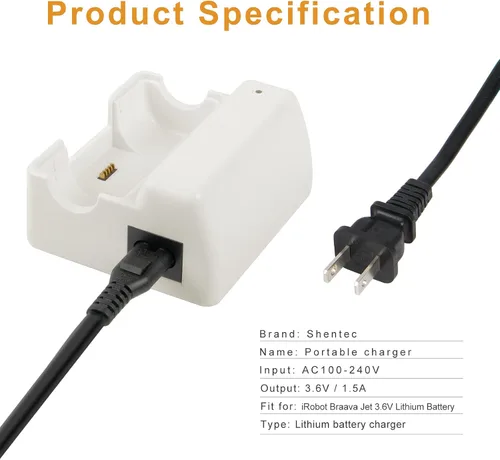 Vista 2 de Shentec - Cargador de batería de iones de litio de 3,6 V compatible con iRobot Braava Jet 240