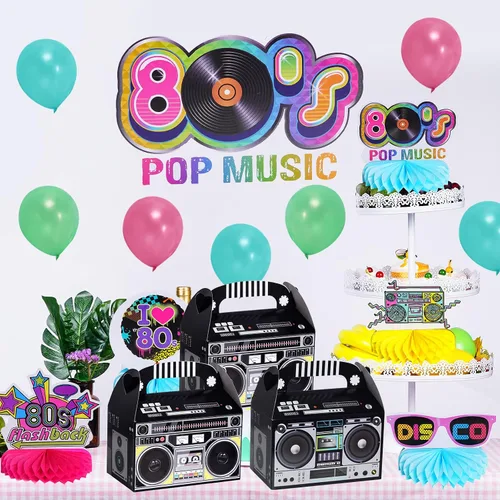 Vista 7 de 12 cajas de recuerdo de los años 80 y 90 novedades Boombox Prop Radio, decoración de centros de mesa para decoración retro de los años 80, recuerdos