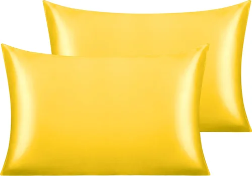 Vista 109 de NTBAY Paquete de 2 fundas de almohada estándar de satén para cabello y piel, lujosas y sedosas fundas de almohada con cierre de sobre, 20 x 26