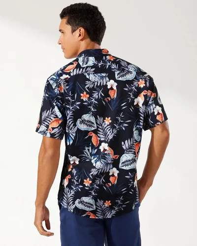 Vista 3 de Camisas hawaianas para hombre, manga corta, floral, tropical, Aloha, casual, para verano, con botones, para vacaciones, playa, con bolsillo