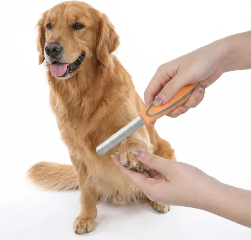 Vista 7 de Lima de uñas de metal para perros y gatos, mango de goma ergonómico, herramienta de aseo de uñas de metal duradera, herramienta de aseo para quitar