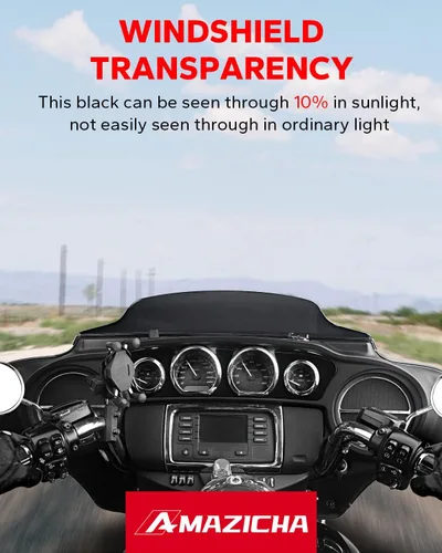 Vista 5 de Amazicha Parabrisas ondulado negro de 4.5 pulgadas compatible con Harley Davidson Touring Electra Glide Street Glide 2014 2015 2016 2017 2018 2019