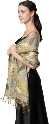 Vista 3 de Achillea Bufanda suave y sedosa de cachemira multicolor pashmina de doble capa