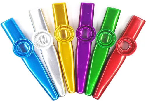 Vista 4 de 26 Kazoos de metal con 20 diafragmas de flauta Kazoo, instrumentos musicales, buen regalo para niños, un buen compañero para ukelele, violín