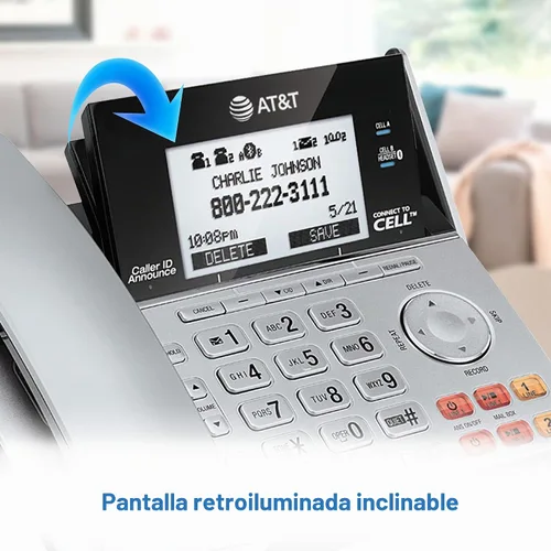 Vista 9 de Teléfono AT&T DECT 6.0 con identificador de llamadas y llamada en espera, Plateado/Negro