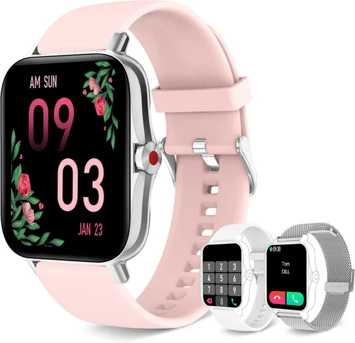 Vista 10 de Reloj inteligente para mujer (recepción de llamadas/marcación), reloj inteligente impermeable para teléfonos Android iOS de 1.7 pulgadas, pantalla