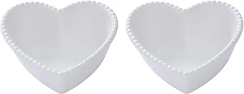 Vista 5 de CHOOLD - Cuenco de cerámica con forma de corazón para pudín horneado, cuenco para postre, cuenco para horno, ramekin para ramekin (rosa/blanco)
