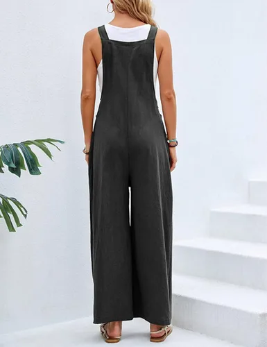 Vista 3 de Gihuo Overol holgado de moda para mujer, overol con peto de pierna ancha