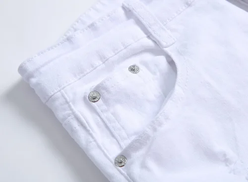 Vista 4 de Fredd Marshall - Pantalones de mezclilla para hombre, ajustados, rasgados, elásticos, estilo slim fit