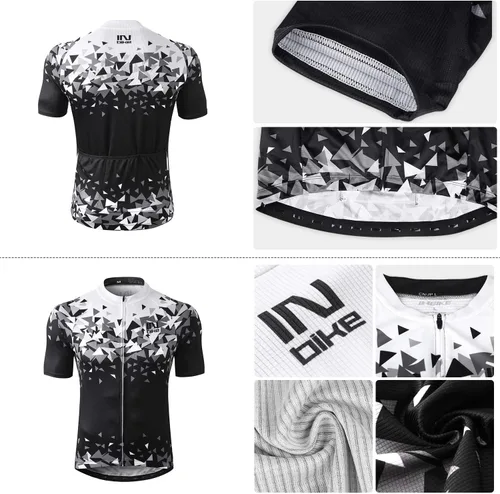 Vista 2 de INBIKE Conjunto de camiseta de ciclismo para hombre, camisa de ciclismo transpirable de manga corta con pantalones cortos acolchados