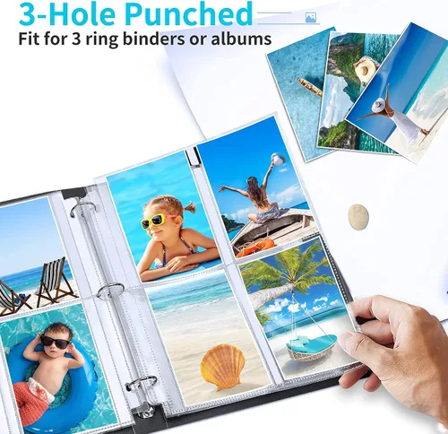 Vista 7 de Fabmaker Paquete de 30 fundas de fotos para carpeta de 3 anillas (3.5 x 5, para 240 fotos), protectores de páginas de fotos archivales de 3.5 x 5
