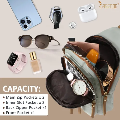 Vista 3 de JASGOOD Mochila bandolera pequeña para mujer, cangurera, cangurera, bolsa de hombro para viajes, D-light Verde