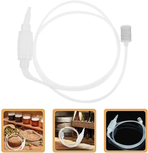 Vista 2 de Angoily Tubo de sifón de vino Manguera de tubo de sifón Bomba de sifón de cerveza con manguera Cubo de vino de cerveza de 6.2 ft Gas Petróleo Agua