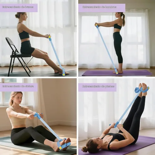 Vista 5 de Pedal Resistance Band with Handles, 6-Tubes Natural Rubber Exercise Band Full Blue