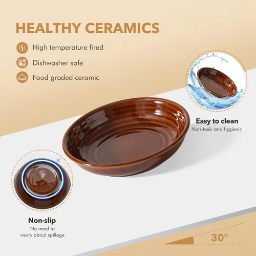 Vista 3 de Havniva Platos de cerámica anchos para gatos con protección para bigotes, juego de 3 tazones de cerámica para gatos, plato antideslizante