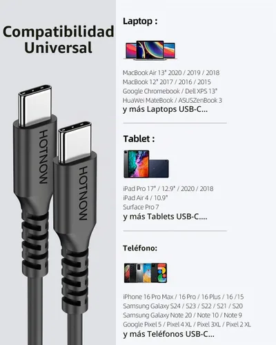 Vista 6 de Cable USB C a USB C de 0.5 pies, 5 unidades, cables cortos de carga rápida Negro