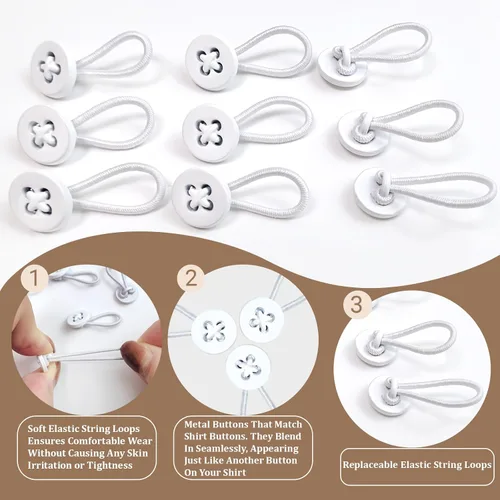 Vista 3 de 9 extensores de cuello para camisas de hombre, extensor de botón para camisas de vestir, extensor de cuello, extensor de cuello elástico suave