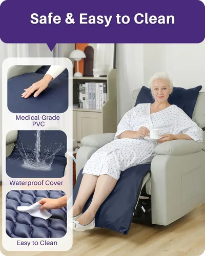Vista 8 de Kekoy Almohadilla de colchón de presión de aire alterna para cama y silla reclinable, diseño antideslizante mejorado, cojín de alivio de presión