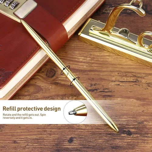 Vista 5 de Nuobesty Juego de bolígrafos de boda con soporte de amor chapado en oro, bolígrafo metálico decorativo para firma de libros de invitados y accesorio