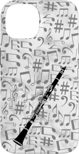 Vista 4 de Clarinet Phone Case - Music Notes - White Background Case for iPhone 17